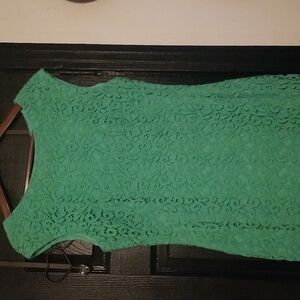Women's Lauren Ralph Lauren Green Lace Fully Lined Sleevesless Dress; Size 14